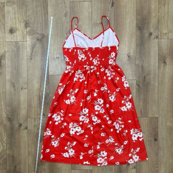 Red floral Dress large - Picture 4 of 5
